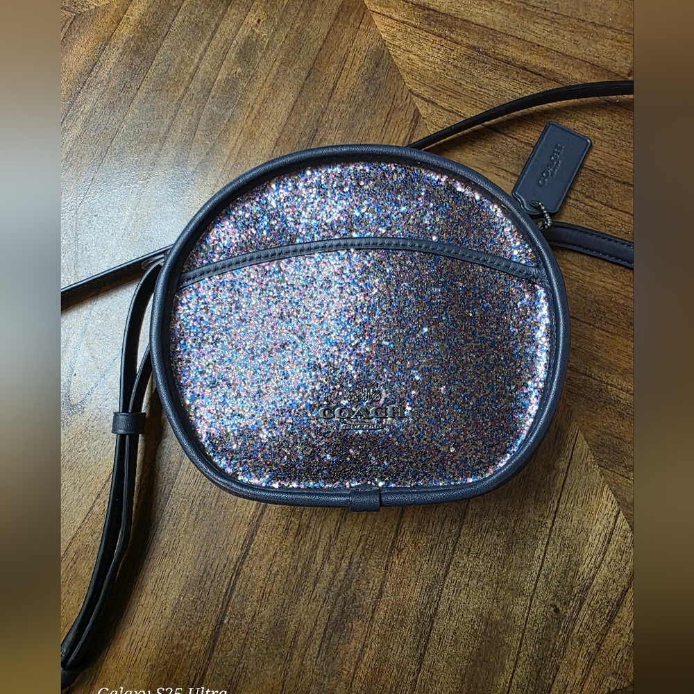 Coach Blue Glitter Crossbody Bag for Evening Glamour